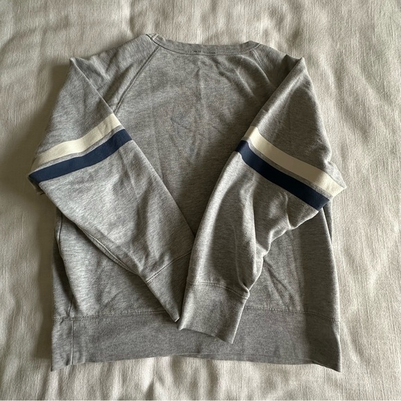 Gap Pullover Sweatshirt Womens M Cursive Logo Crewneck Striped Sleeve Y2K Retro - Picture 2 of 10